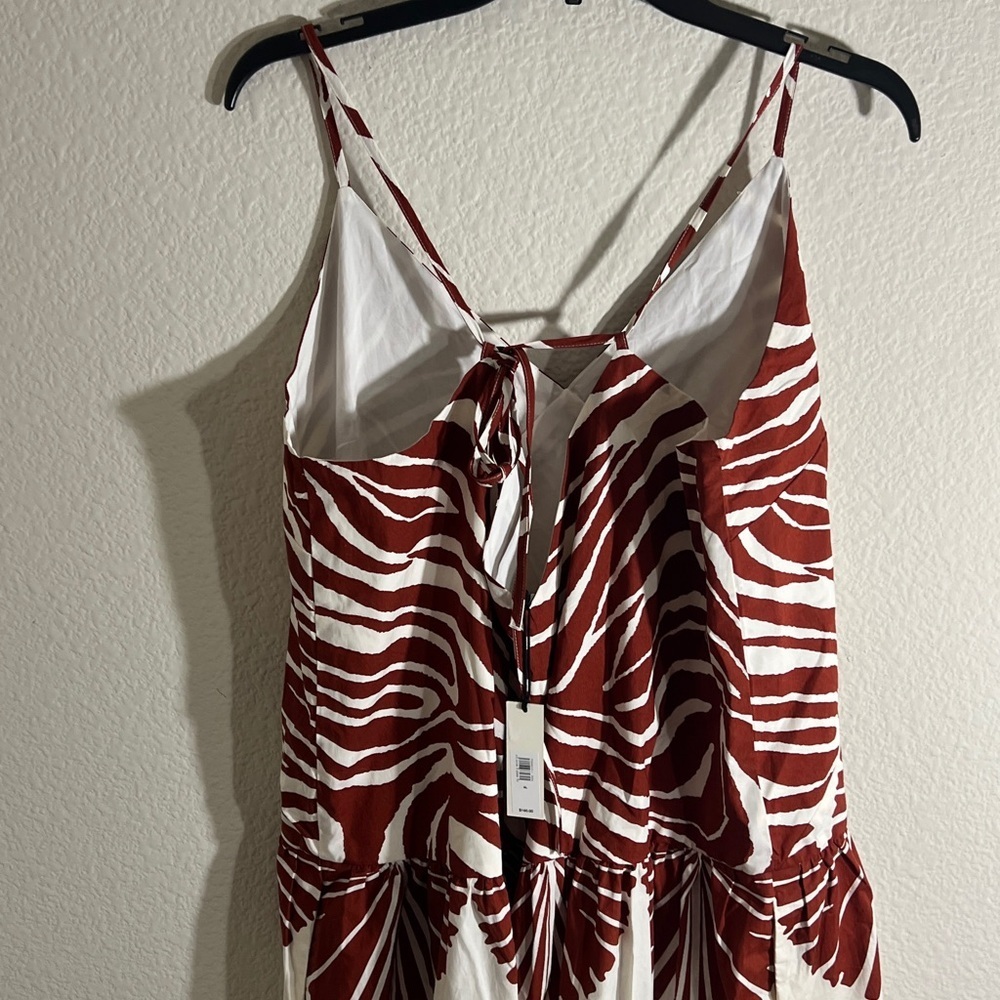 Banana Republic Cotton Poplin Tiered Midi Sz XL Dress Brown Zebra Print summer - Picture 7 of 13